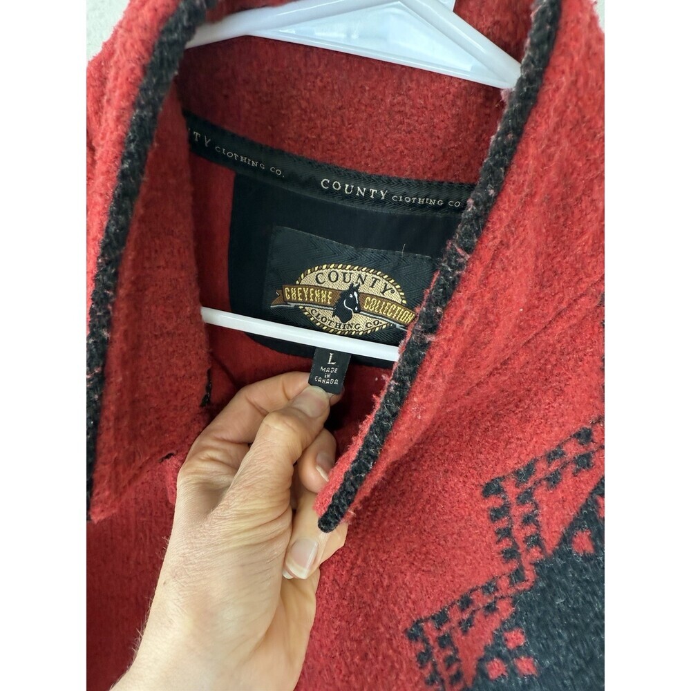 Vtg County Clothing Co Toggle Colorback Button Up Jacket Red Black Gray L Large - Picture 2 of 4